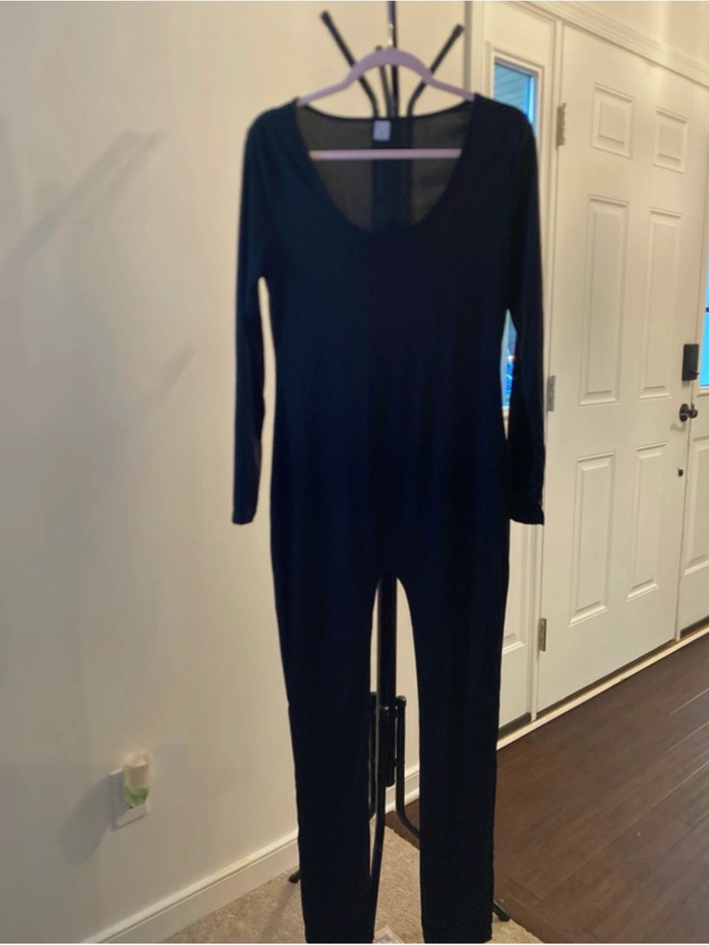 SHEIN Black Long Sleeve Scoop Neck Jumpsuit